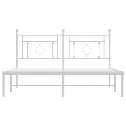 Metal Bed Frame without Mattress with Headboard White 59.1"x78.7