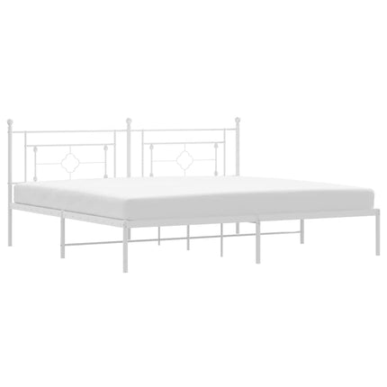 Metal Bed Frame without Mattress with Headboard White 76"x79.9