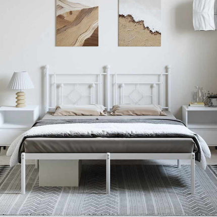 Metal Bed Frame without Mattress with Headboard White 76"x79.9