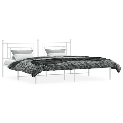 Metal Bed Frame without Mattress with Headboard White 76"x79.9