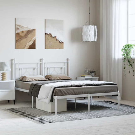 Metal Bed Frame without Mattress with Headboard White 76"x79.9