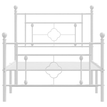 Metal Bed Frame without Mattress with Footboard White 39.4"x78.7