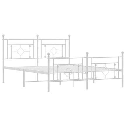 Metal Bed Frame without Mattress with Footboard White 59.1"x78.7
