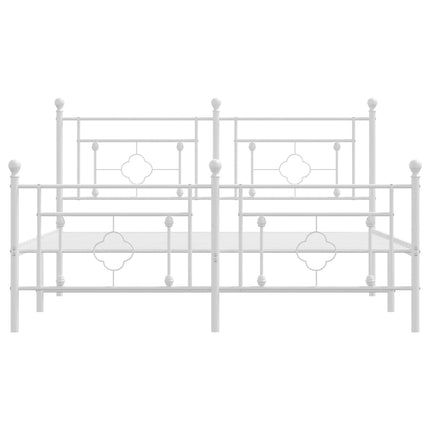 Metal Bed Frame without Mattress with Footboard White 59.1"x78.7