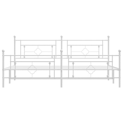 Metal Bed Frame without Mattress with Footboard White 76"x79.9