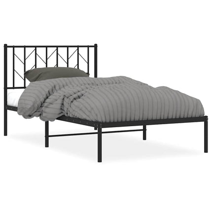 Metal Bed Frame without Mattress with Headboard Black 39.4"x78.7