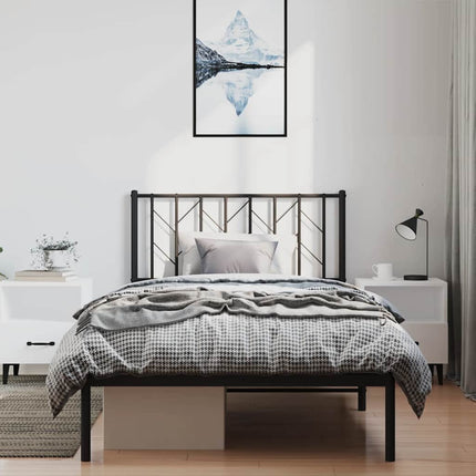 Metal Bed Frame without Mattress with Headboard Black 39.4"x78.7