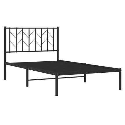 Metal Bed Frame without Mattress with Headboard Black 39.4"x78.7