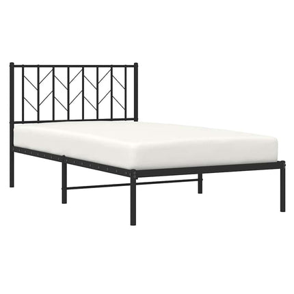 Metal Bed Frame without Mattress with Headboard Black 39.4"x78.7