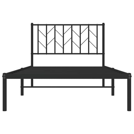 Metal Bed Frame without Mattress with Headboard Black 39.4"x78.7