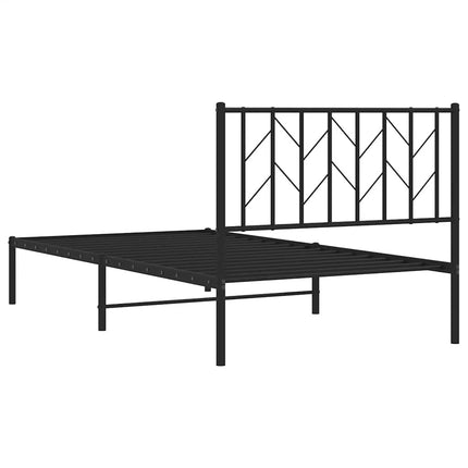 Metal Bed Frame without Mattress with Headboard Black 39.4"x78.7