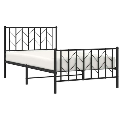 Metal Bed Frame without Mattress with Footboard Black 39.4"x78.7