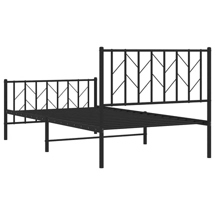 Metal Bed Frame without Mattress with Footboard Black 39.4"x78.7