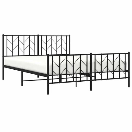 Metal Bed Frame without Mattress with Footboard Black 59.1"x78.7