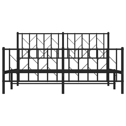 Metal Bed Frame without Mattress with Footboard Black 59.1"x78.7