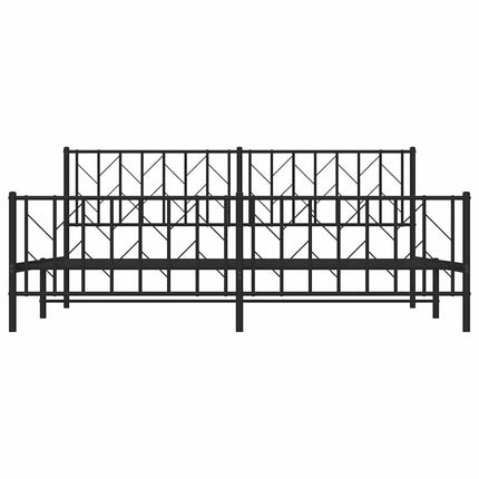 Metal Bed Frame without Mattress with Footboard Black 76"x79.9