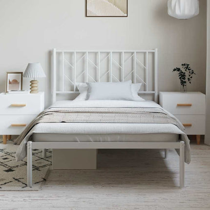 Metal Bed Frame without Mattress with Headboard White 39.4"x78.7