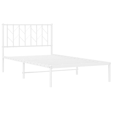 Metal Bed Frame without Mattress with Headboard White 39.4"x78.7