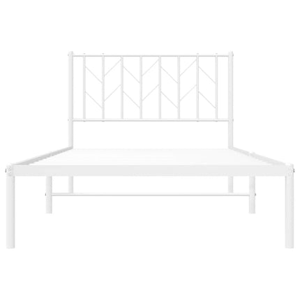 Metal Bed Frame without Mattress with Headboard White 39.4"x78.7