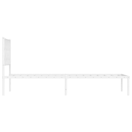 Metal Bed Frame without Mattress with Headboard White 39.4"x78.7