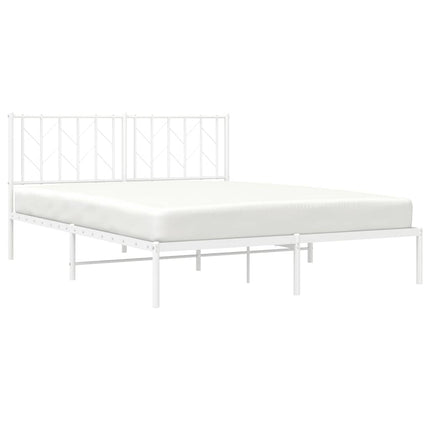 Metal Bed Frame without Mattress with Headboard White 59.1"x78.7