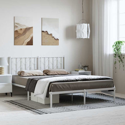 Metal Bed Frame without Mattress with Headboard White 59.1"x78.7