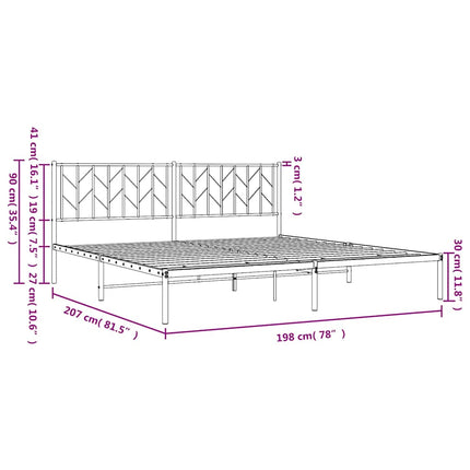 Metal Bed Frame without Mattress with Headboard White 76"x79.9