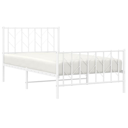 Metal Bed Frame without Mattress with Footboard White 39.4"x78.7