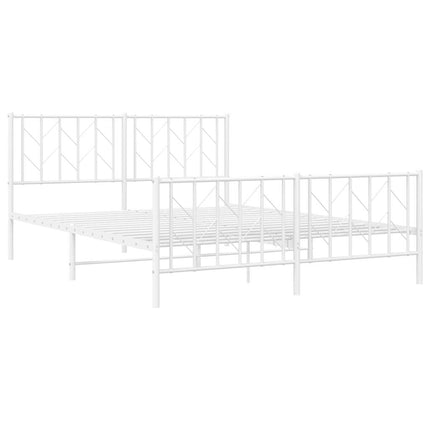 Metal Bed Frame without Mattress with Footboard White 59.1"x78.7