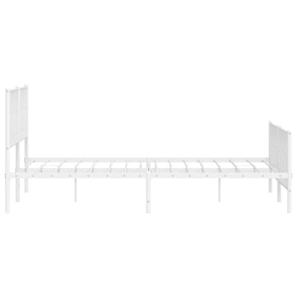 Metal Bed Frame without Mattress with Footboard White 76"x79.9