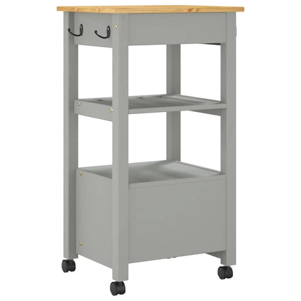 Kitchen Trolley MONZA 18.9"x15.7"x34.8" Solid Wood Pine