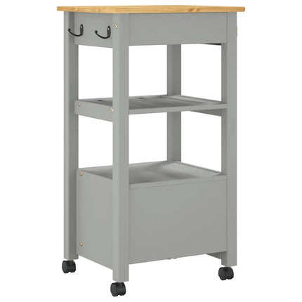 Kitchen Trolley MONZA 18.9"x15.7"x34.8" Solid Wood Pine