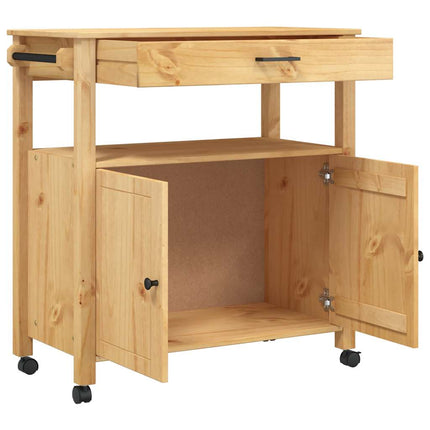 Kitchen Trolley MONZA 33.1"x15.7"x34.8" Solid Wood Pine