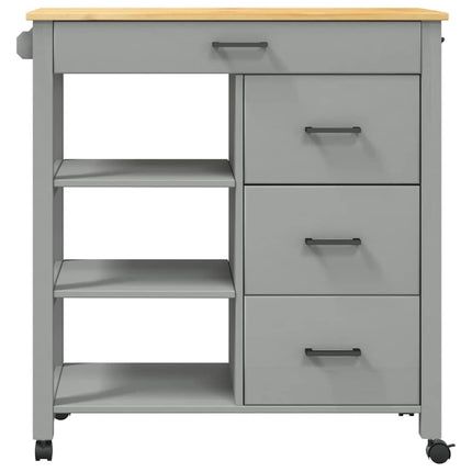 Kitchen Trolley MONZA 33.1"x15.7"x34.8" Solid Wood Pine