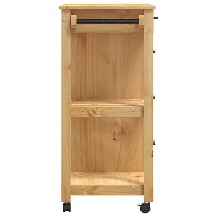 Kitchen Trolley MONZA 33.1"x15.7"x34.8" Solid Wood Pine