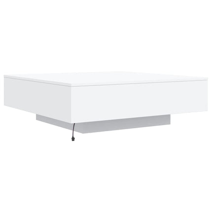 Coffee Table with LED Lights White 39.4"x39.4"x12.2
