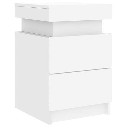 Bedside Cabinet with LED Lights White 13.8"x15.4"x21.7