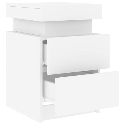 Bedside Cabinet with LED Lights White 13.8"x15.4"x21.7