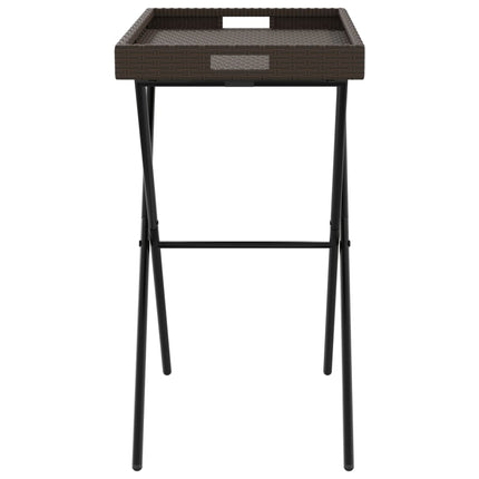 Folding Tray Table Brown 25.6"x15.7"x29.5" Poly Rattan