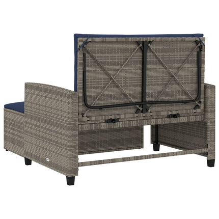 Patio Sofa with Cushions 2-Seater Gray Poly Rattan