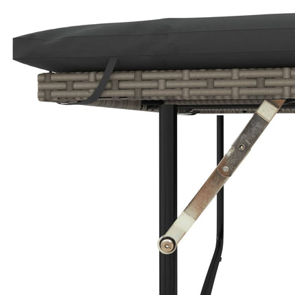 Patio Sofa with Cushions 2-Seater Gray Poly Rattan&Acacia Wood