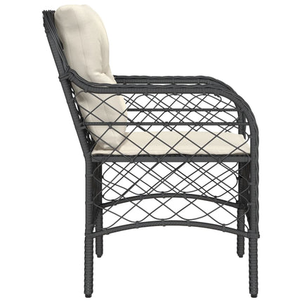 Patio Chairs with Cushions 2 pcs Black Poly Rattan