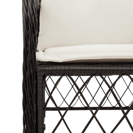 Patio Chairs with Cushions 2 pcs Black Poly Rattan
