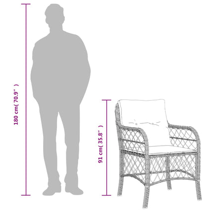 Patio Chairs with Cushions 2 pcs Black Poly Rattan