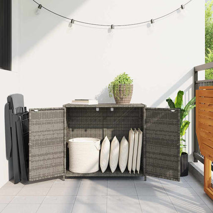Patio Storage Cabinet Gray 32.7"x17.7"x29.9" Poly Rattan