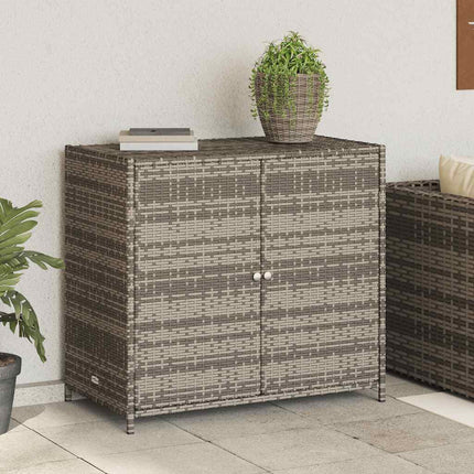 Patio Storage Cabinet Gray 32.7"x17.7"x29.9" Poly Rattan
