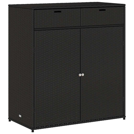 Patio Storage Cabinet Black 41.3"x21.7"x44.5" Poly Rattan