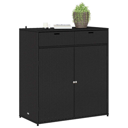 Patio Storage Cabinet Black 41.3"x21.7"x44.5" Poly Rattan