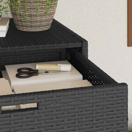 Patio Storage Cabinet Black 41.3"x21.7"x44.5" Poly Rattan