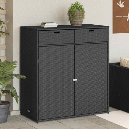 Patio Storage Cabinet Black 41.3"x21.7"x44.5" Poly Rattan